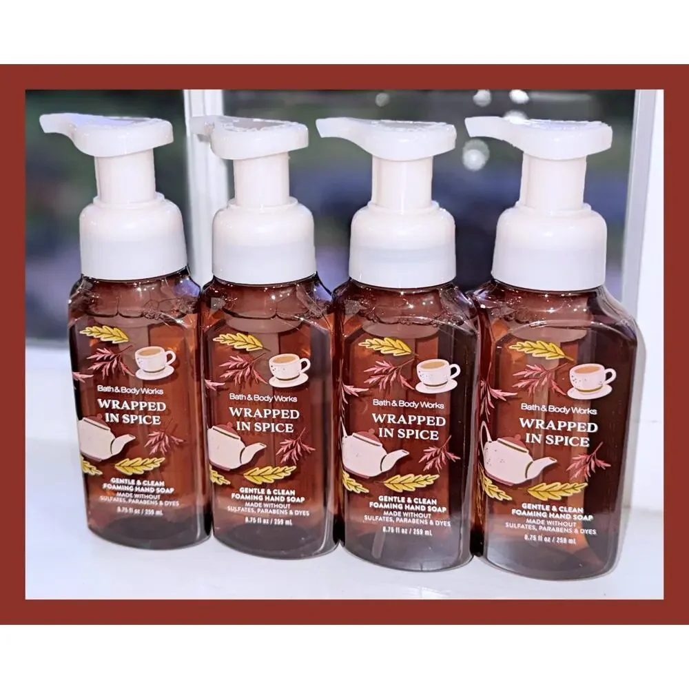 Bath & Body Works 8.75 fl oz Wrapped in Spice Gentle Clean Foaming Hand Soap x4